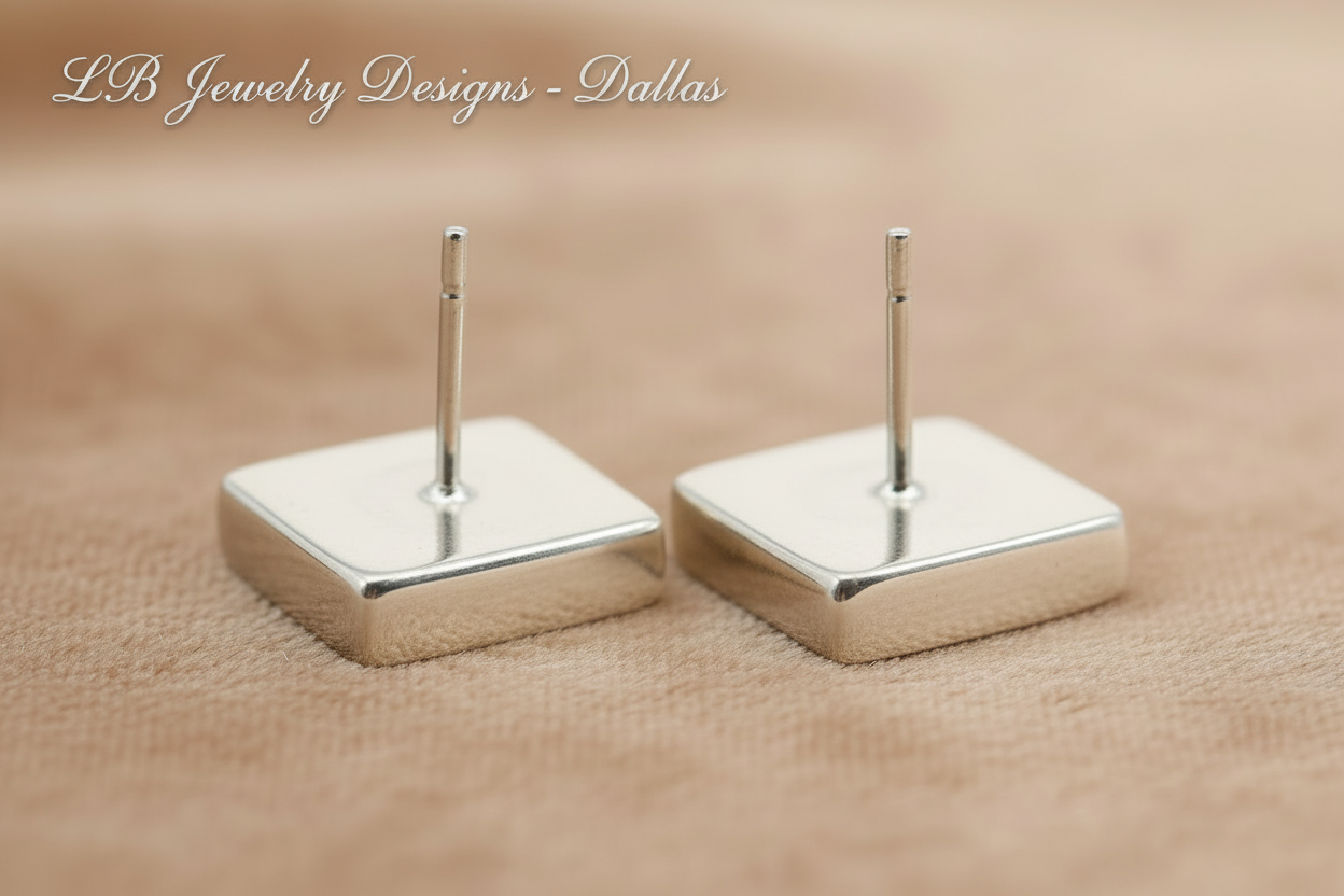 Lapis Lazuli Square Studs - Sterling Silver