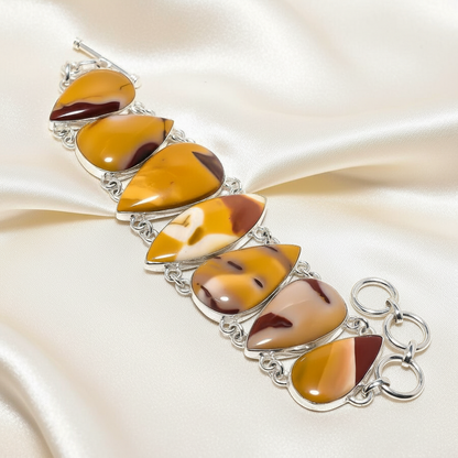 One of a Kind Montecito Mookaite Sterling Silver Statement Bracelet – Golden Sunset & Earthstone Variations