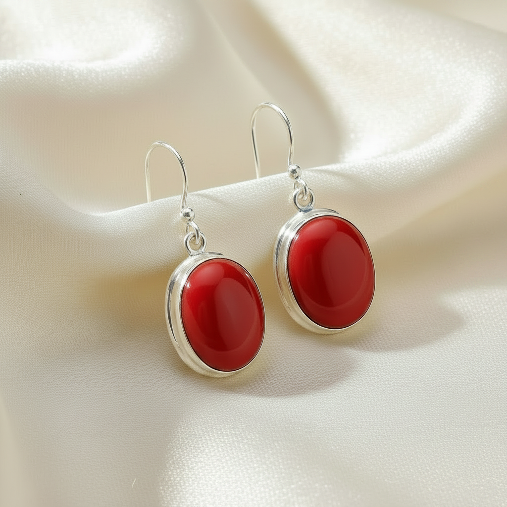 One-of-a-Kind Montecito Red Mookaite Jasper Sterling Silver Drop Earrings