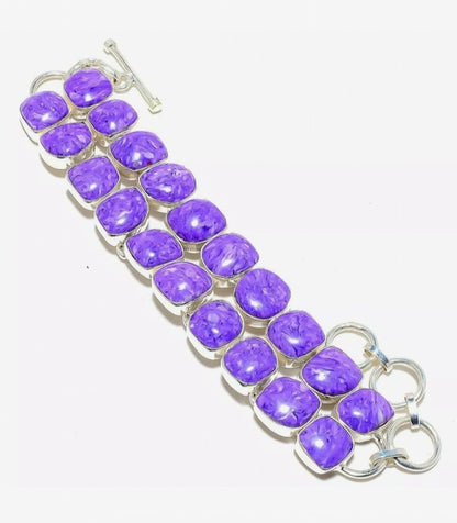 Montecito Rare Charoite Statement Necklace & Bracelet Set | Violet Sterling Silver Luxury Jewelry