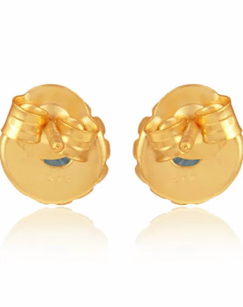 Blue Topaz Gemstones Gold Stud Earrings
