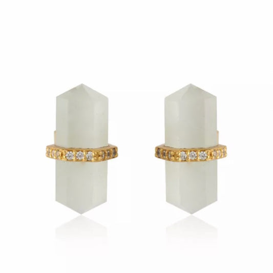 Moonstone Gemstone Pencil-Cut Gemstone Stud Earrings