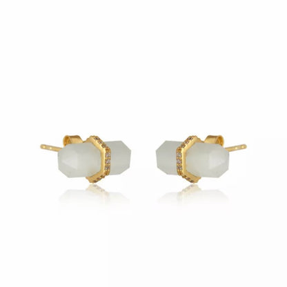 Moonstone Gemstone Pencil-Cut Gemstone Stud Earrings