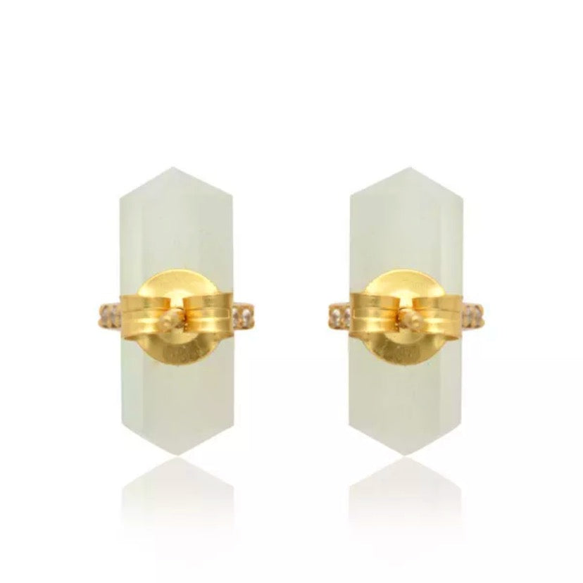 Moonstone Gemstone Pencil-Cut Gemstone Stud Earrings