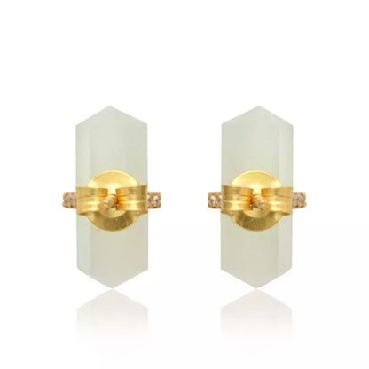 Moonstone Gemstone Pencil-Cut Gemstone Stud Earrings