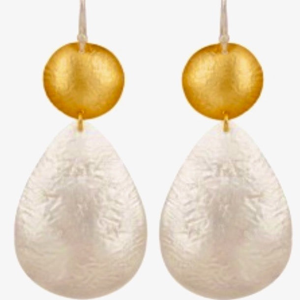 Lightweight Hammered Two-Tone Silver and Gold Dangle Earrings 2”