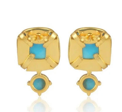 Capri Turquoise Criss-Cross Gold Vermeil Drop Earrings | Coastal Luxury Jewelry