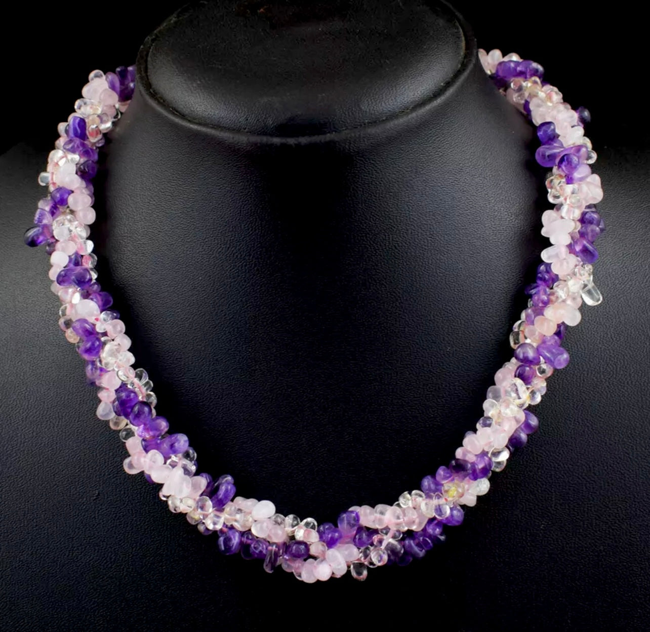 Amethyst, Rose Quartz & Citrine Statement Necklace