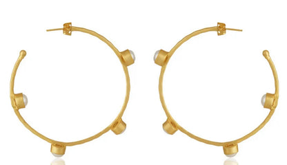 Oversized Gold Hoop Pearl Inside-Out Earrings