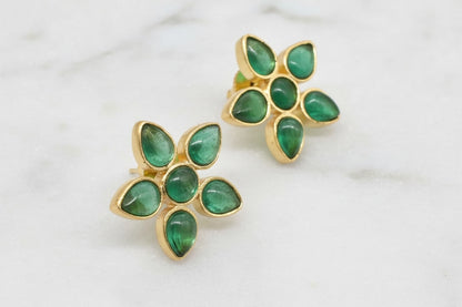Green Diopside Quartz Stud Earrings