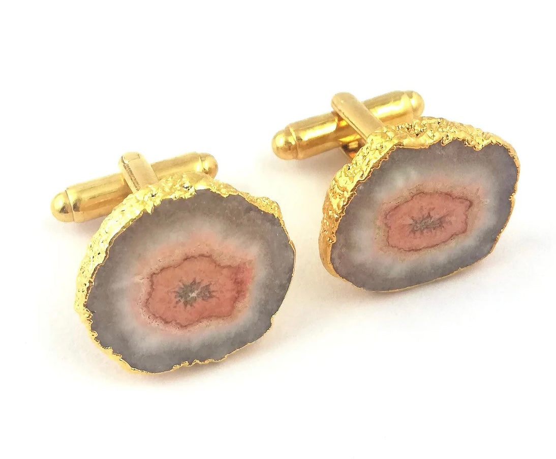 Cufflinks - Geode 24k Gold Electroplated