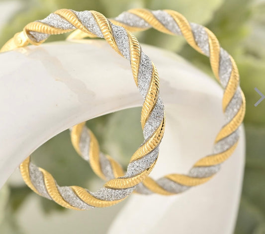 Silver & Gold Two-Tone Hoop Earrings