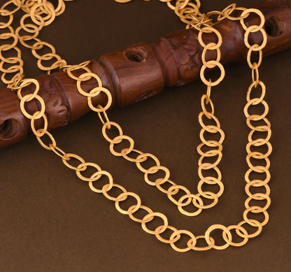 Long 24k Gold Vermeil Flat Link Chain Necklace 50”