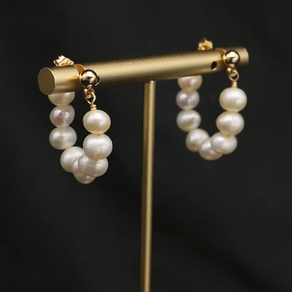 Freshwater Pearl Hoop Stud/Hoop Earrings