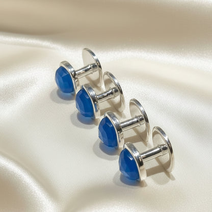 Capri French Blue Chalcedony Sterling Silver Cufflinks & Dress Stud Set | Laura B. Smith Jewelry