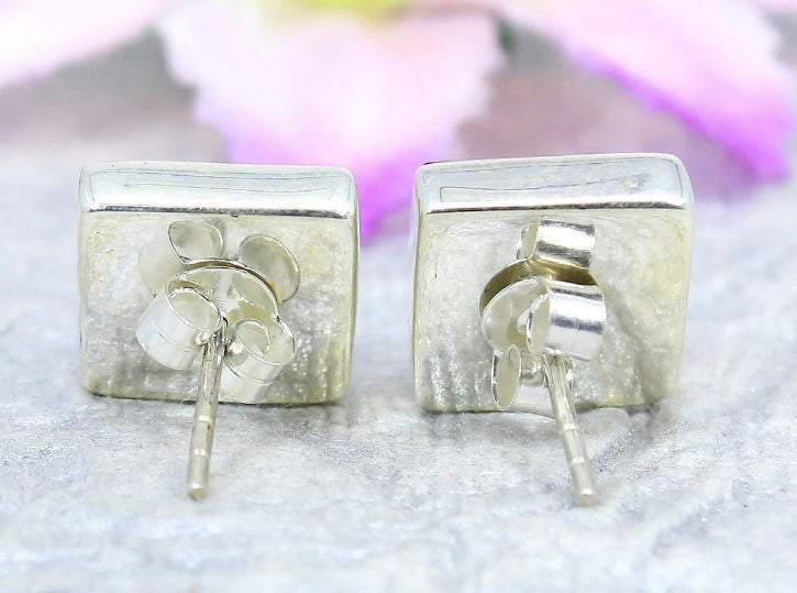 Lapis Lazuli Square Studs - Sterling Silver