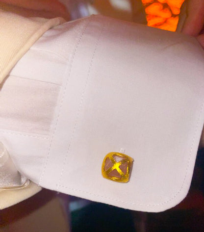 Cufflink Set - Criss Cross Orange Moonstone