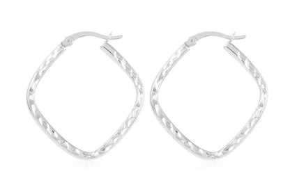 Timeless Sterling Silver Squared Hoops 1.25”