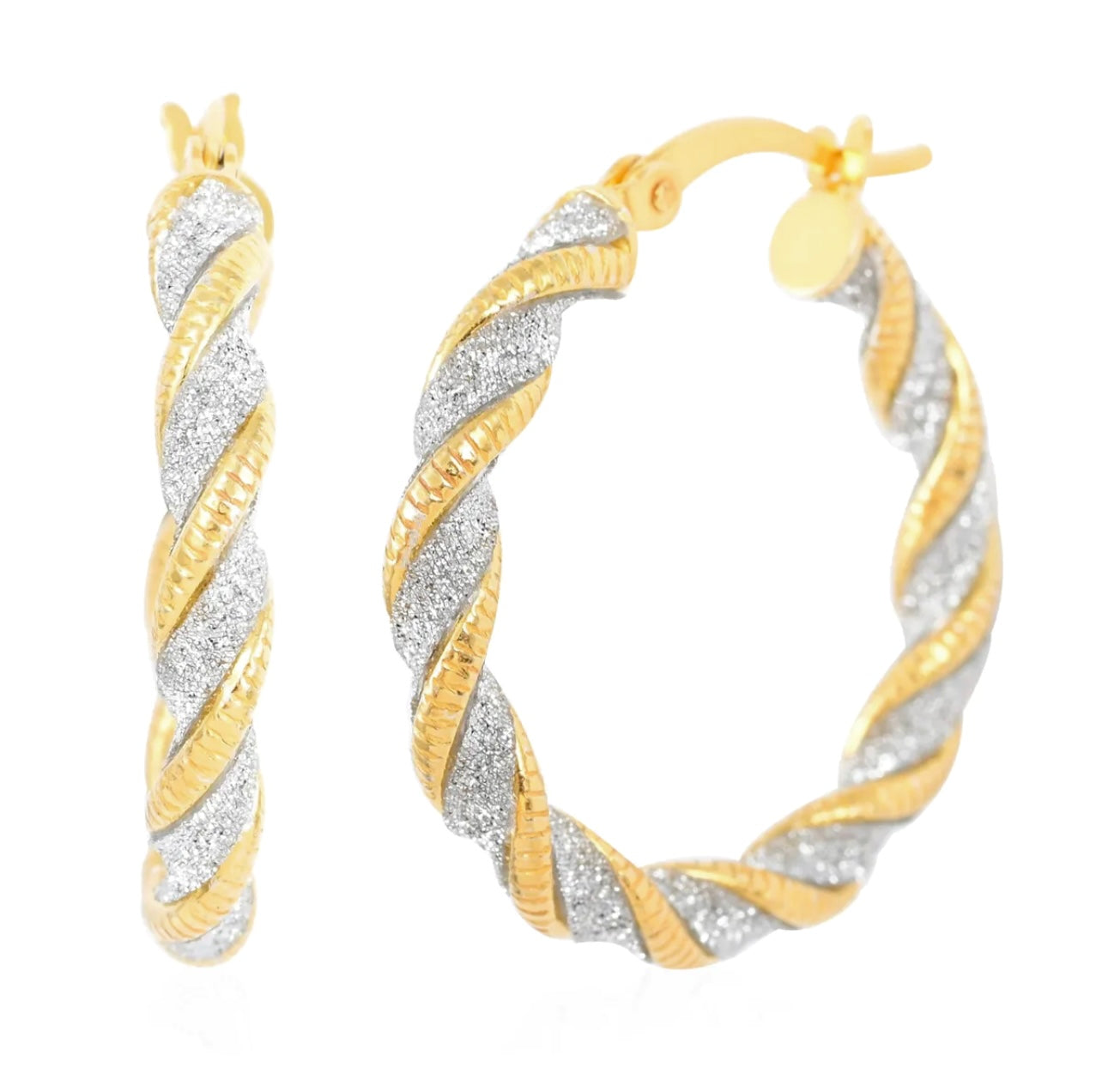 Silver & Gold Two-Tone Hoop Earrings